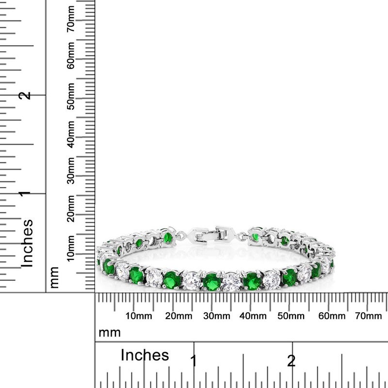 GEM STONE KING سوار تنس نسائي من زيركونيا مكعبة متعددة الألوان (7.50 قيراط، 7 بوصة)، أبيض وأخضر - Image 3